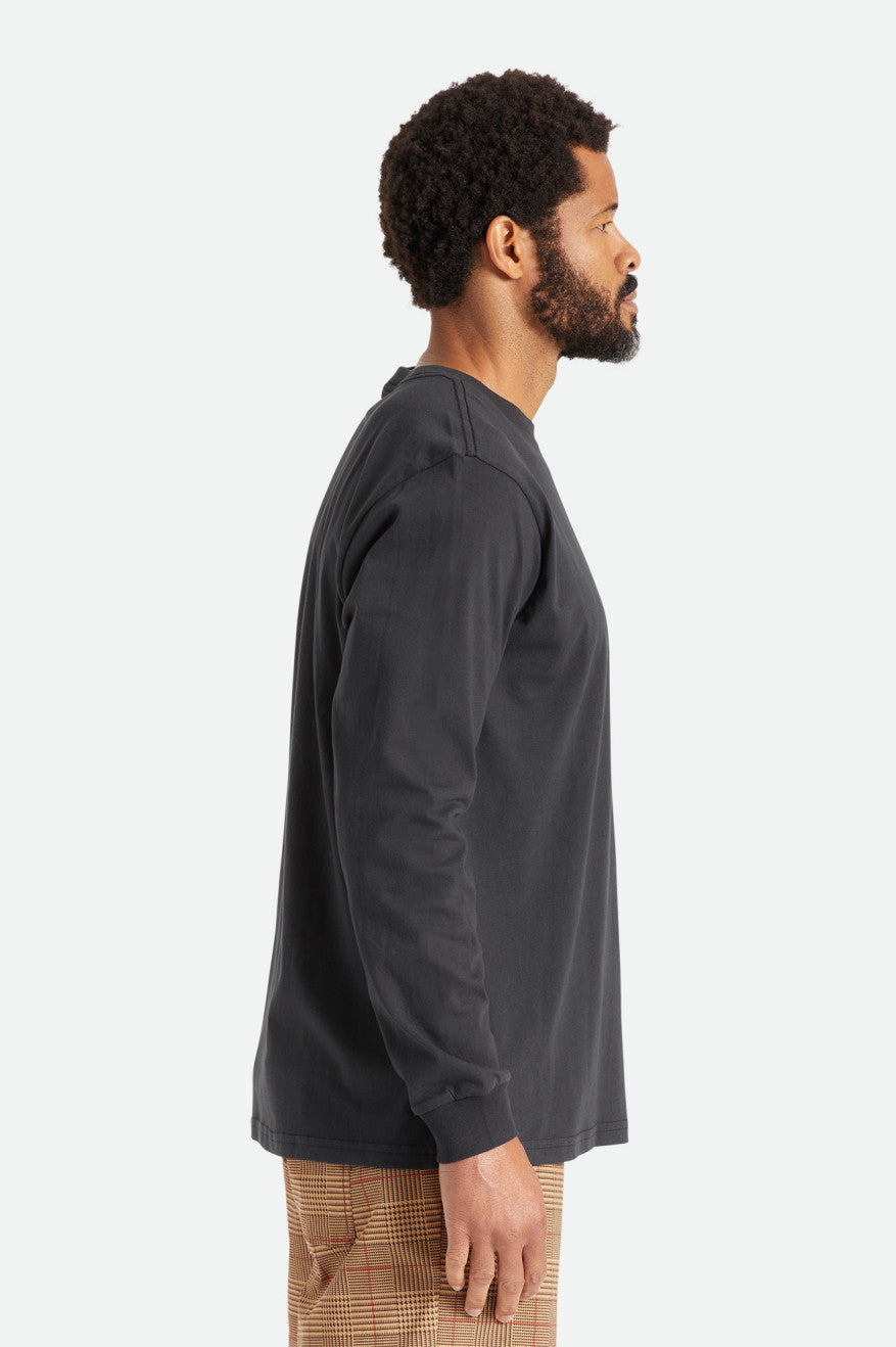 Tops Brixton Basic L/S Pocket Hombre Negras | KNHUSY123