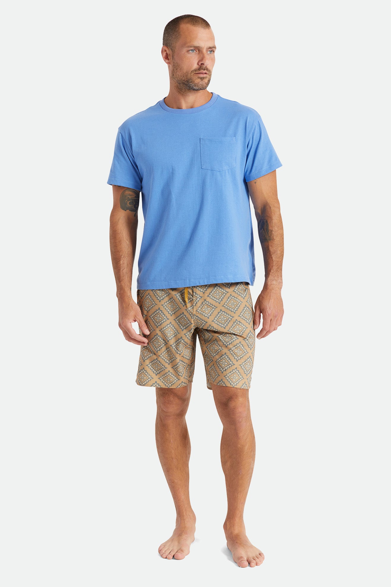 Tops Brixton Basic S/S Pocket Hombre Azules | QYXLKW915