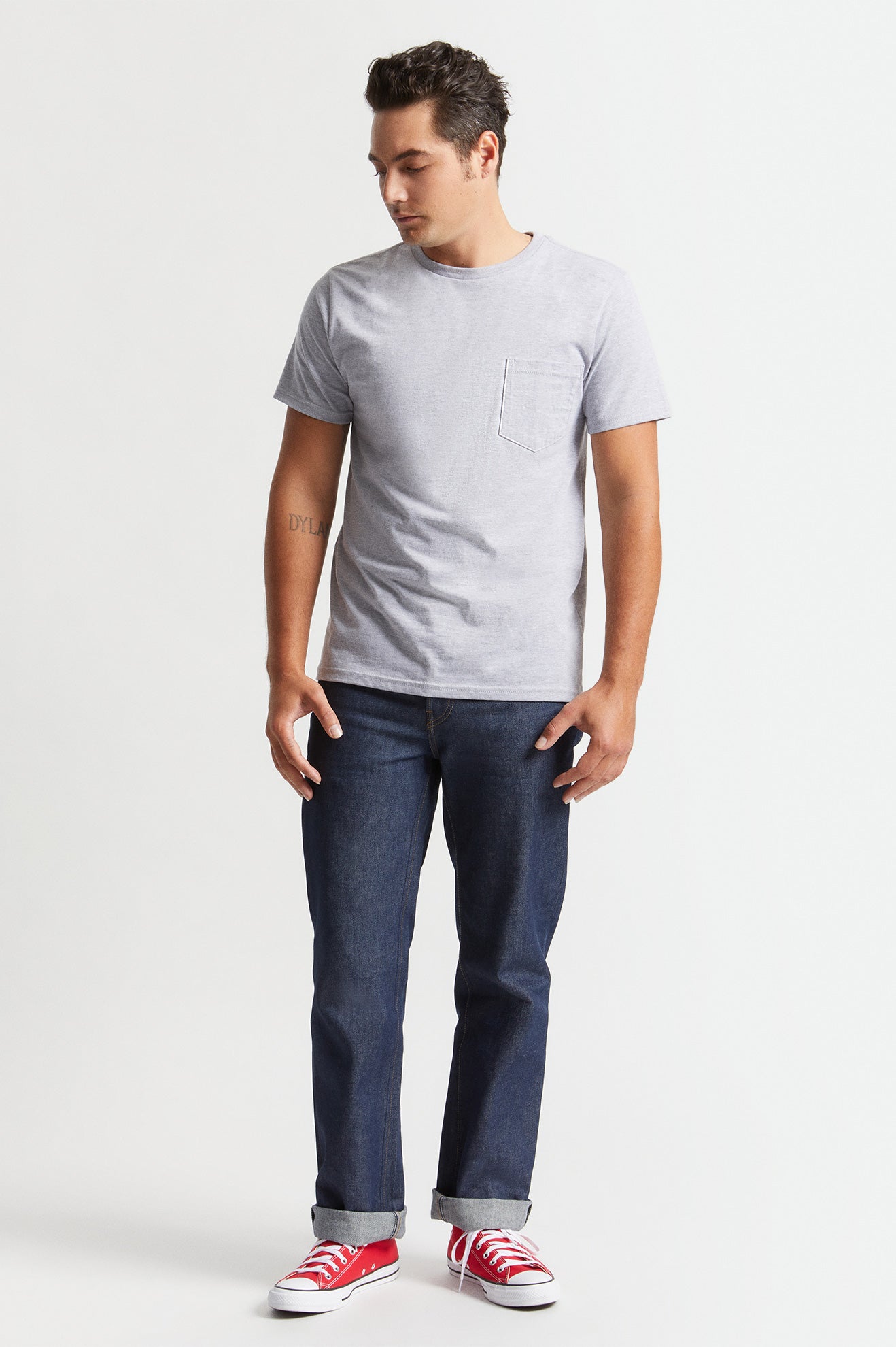 Tops Brixton Basic S/S Pocket Hombre Gris | YVMLPZ985