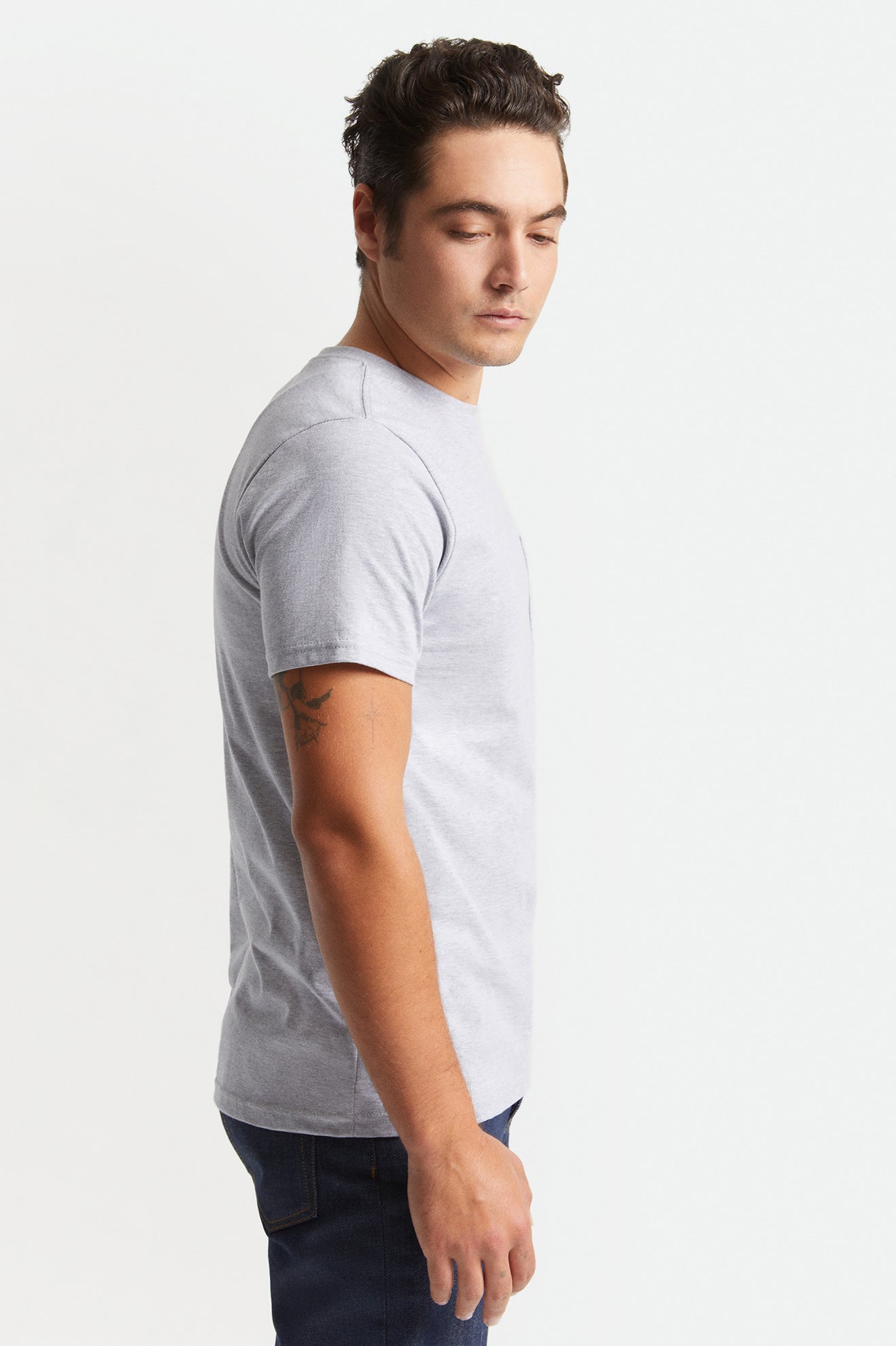 Tops Brixton Basic S/S Pocket Hombre Gris | YVMLPZ985