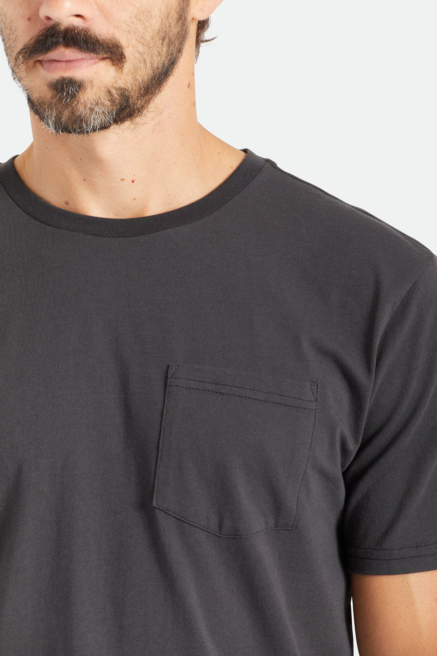 Tops Brixton Basic S/S Pocket Hombre Negras | HFTZCN032