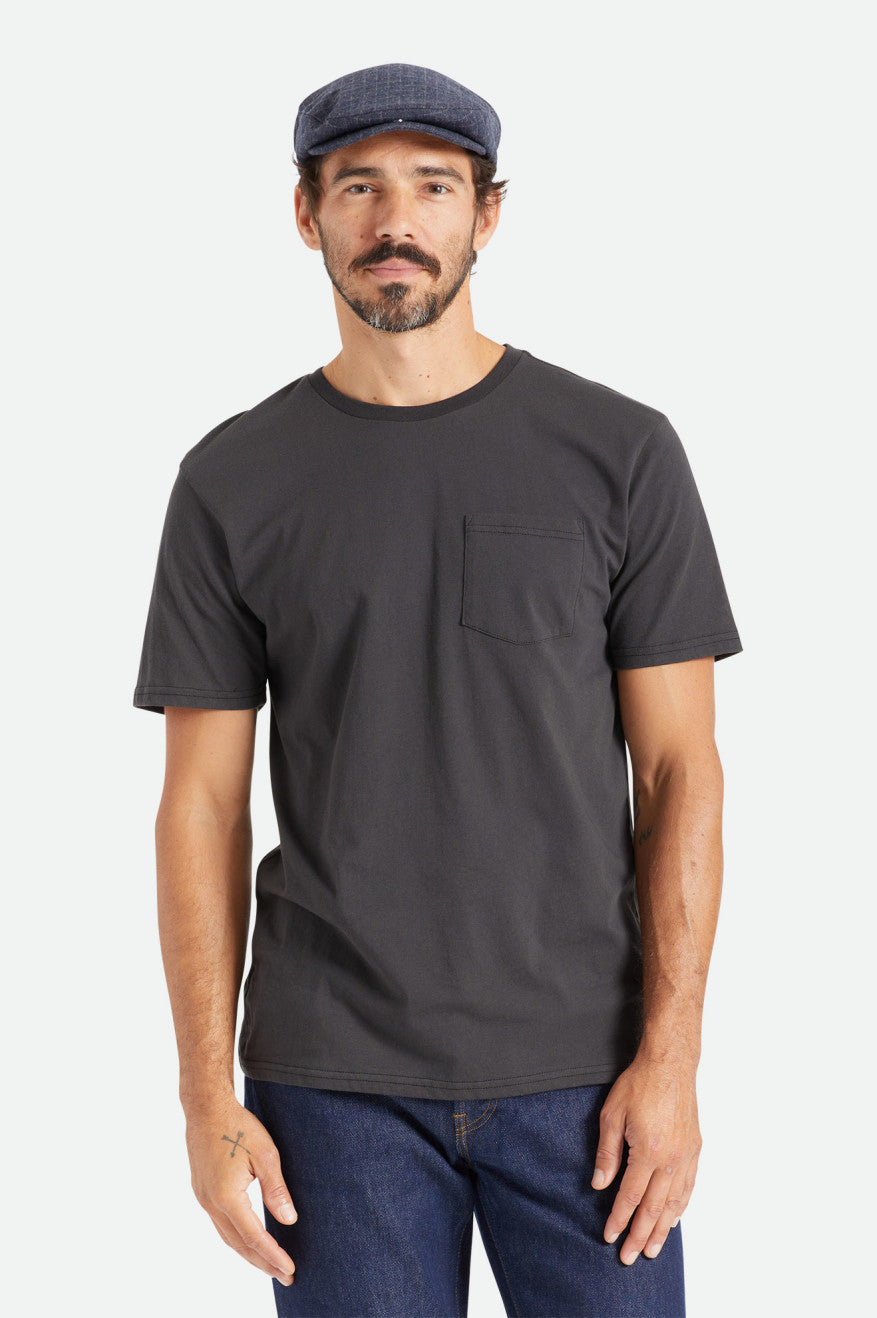 Tops Brixton Basic S/S Pocket Hombre Negras | HFTZCN032