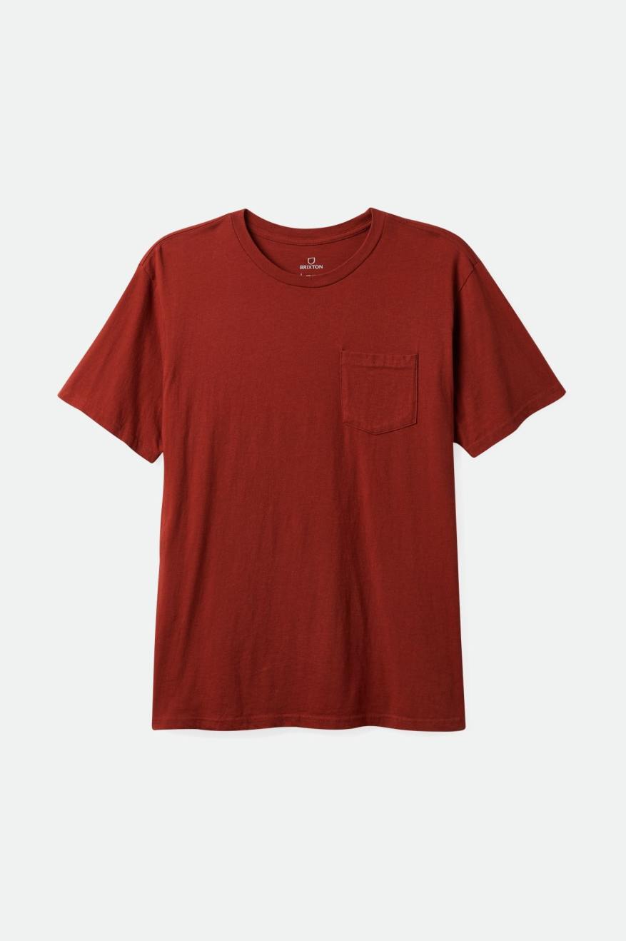 Tops Brixton Basic S/S Pocket Hombre Rojas | OTBQPL463