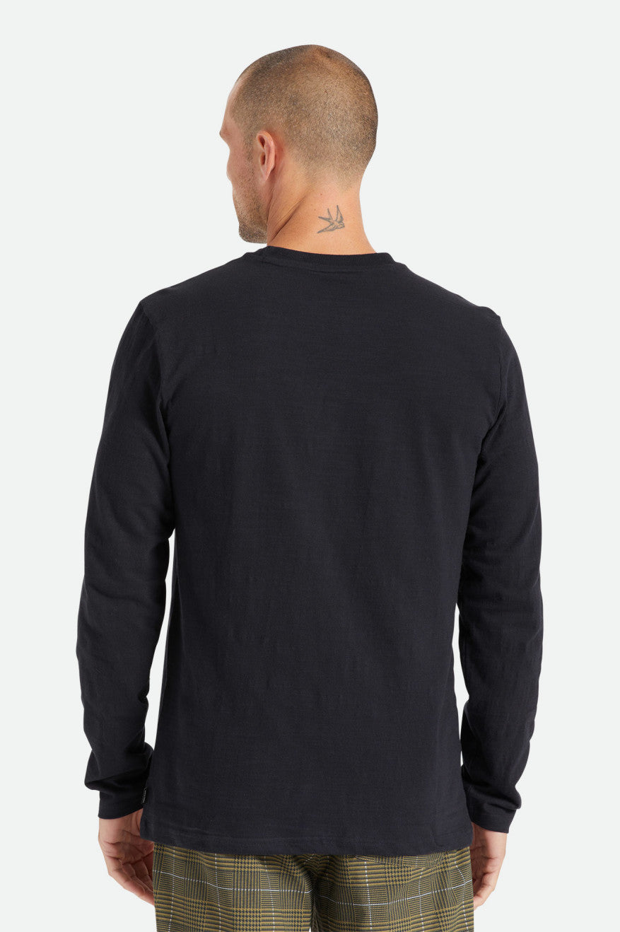 Tops Brixton Basic Slub L/S Pocket Hombre Negras | NGVBYK491