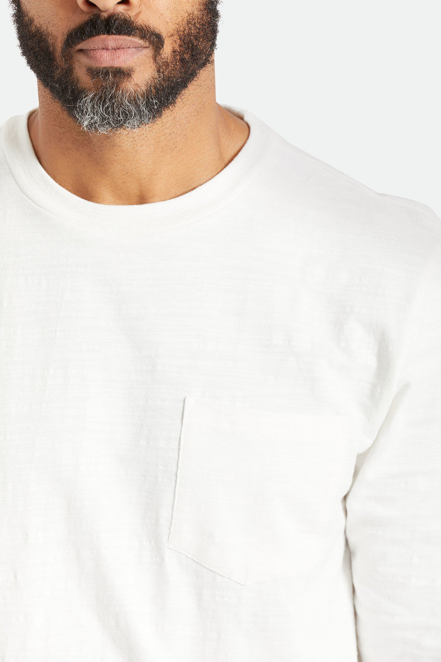 Tops Brixton Basic Slub L/S Pocket Hombre Blancas | UMCZRG230