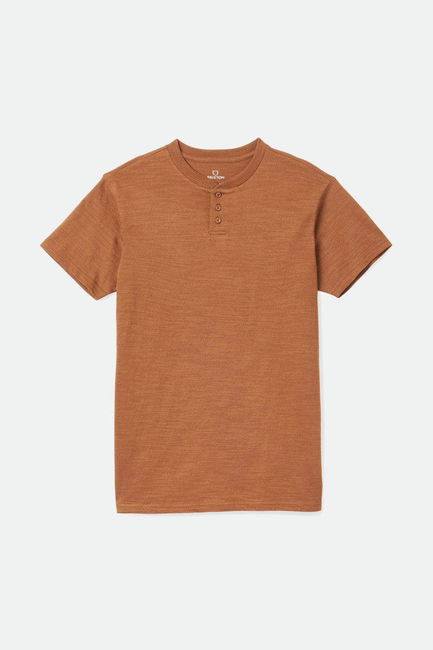 Tops Brixton Basic Slub S/S Henley Hombre Marrones | GSNPRL539