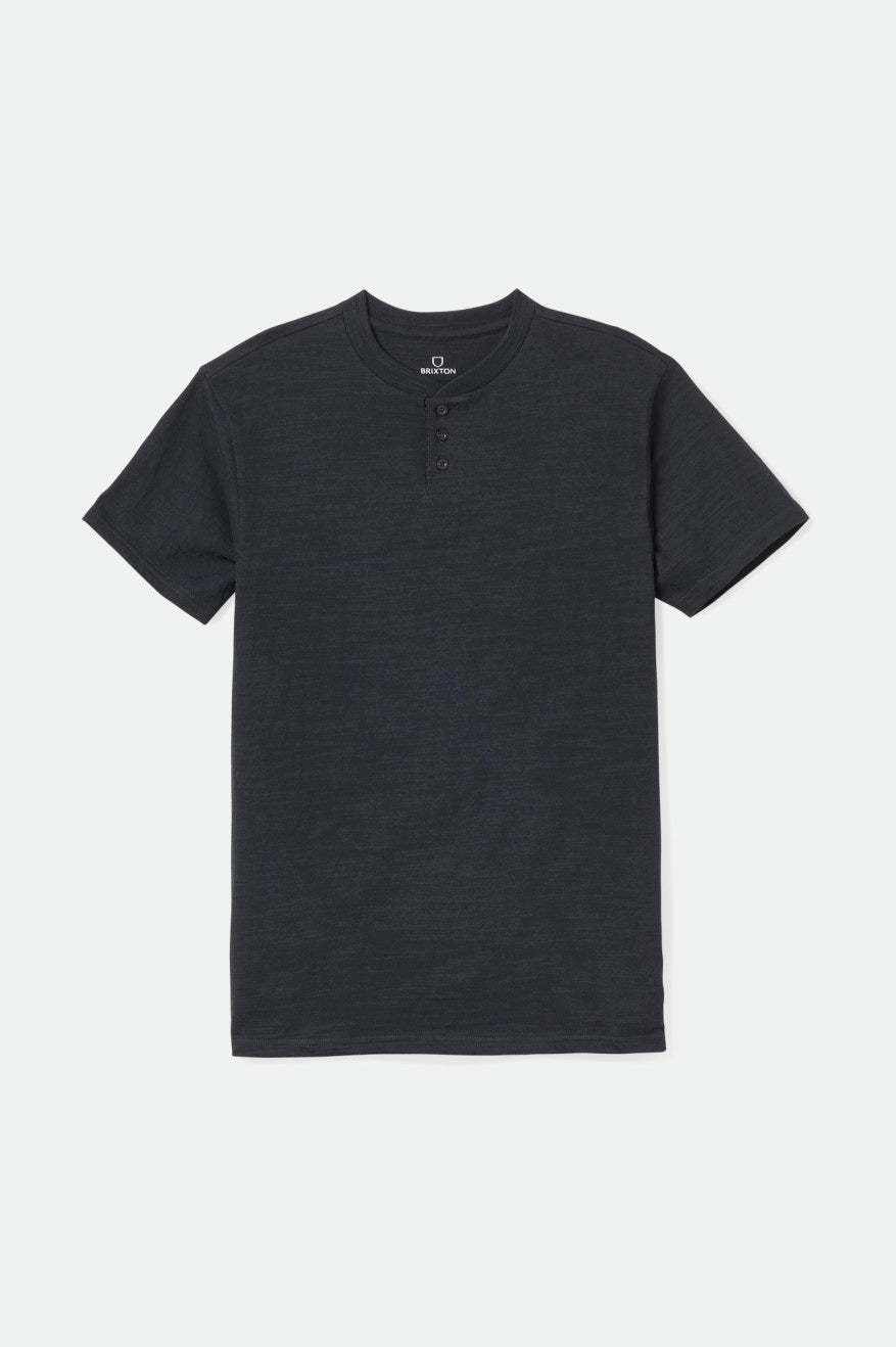 Tops Brixton Basic Slub S/S Henley Hombre Negras | HFRXCU723