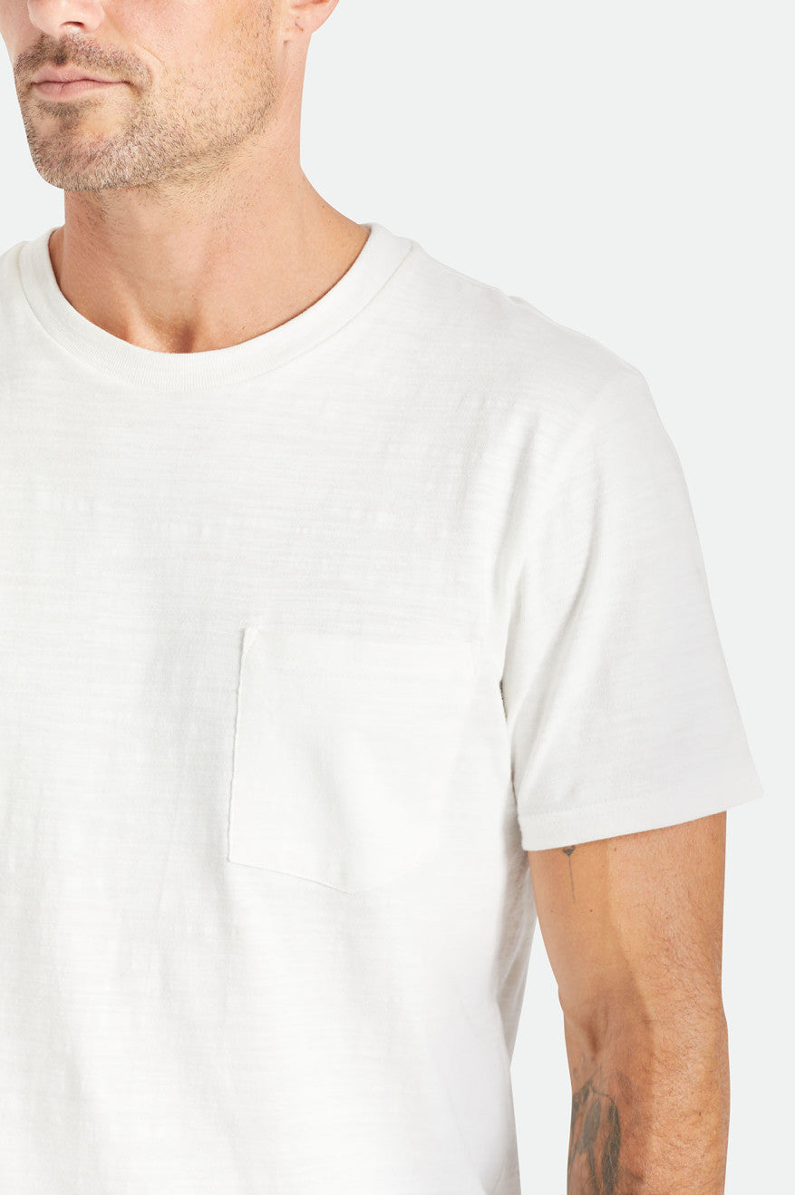 Tops Brixton Basic Slub S/S Pocket Hombre Blancas | CQTKMF561