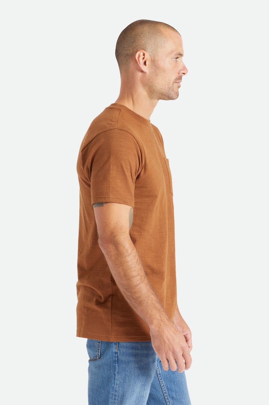 Tops Brixton Basic Slub S/S Pocket Hombre Marrones | IZTYUW792