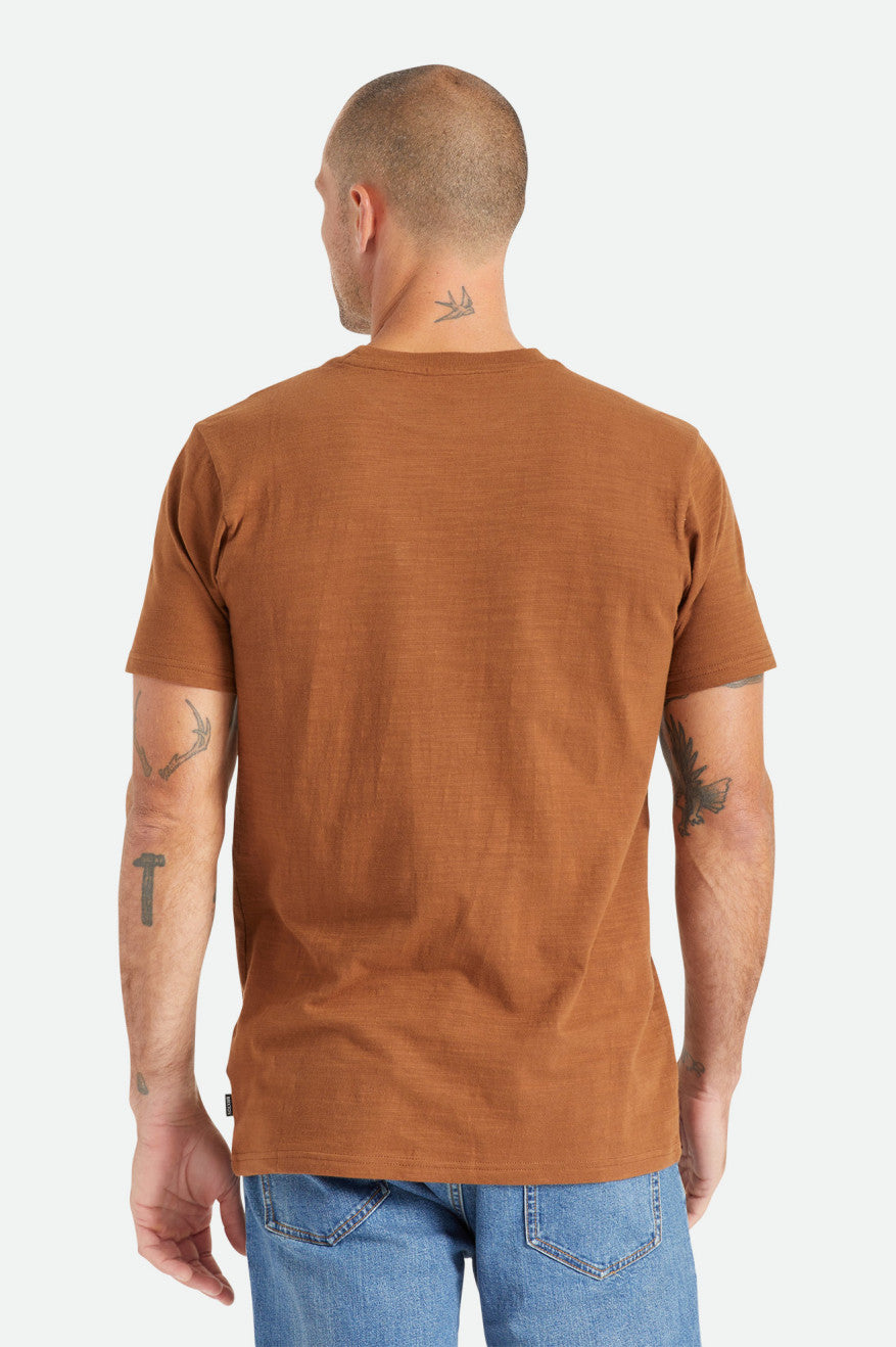 Tops Brixton Basic Slub S/S Pocket Hombre Marrones | IZTYUW792