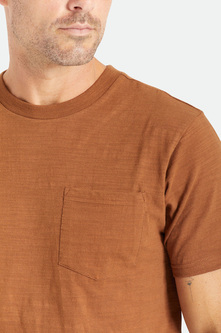 Tops Brixton Basic Slub S/S Pocket Hombre Marrones | IZTYUW792