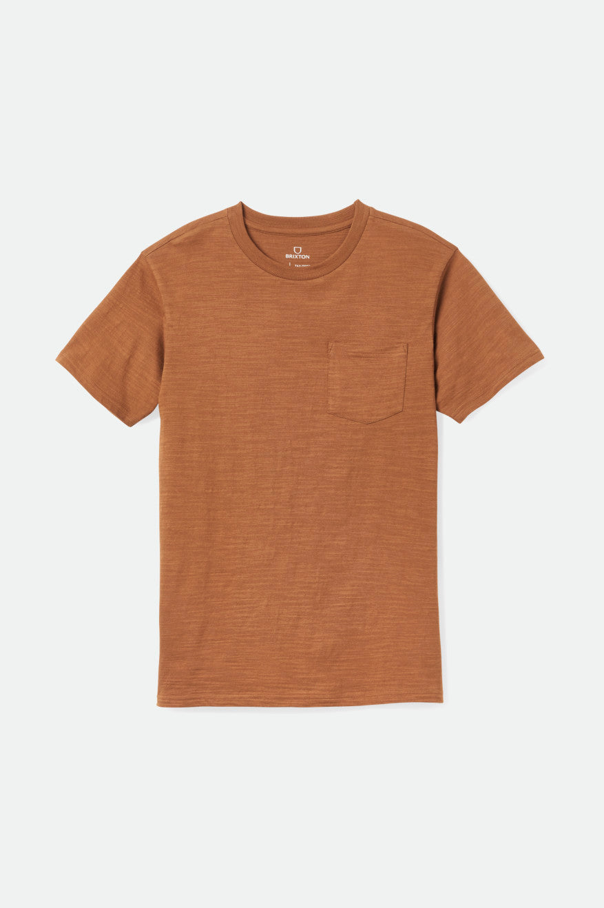 Tops Brixton Basic Slub S/S Pocket Hombre Marrones | IZTYUW792