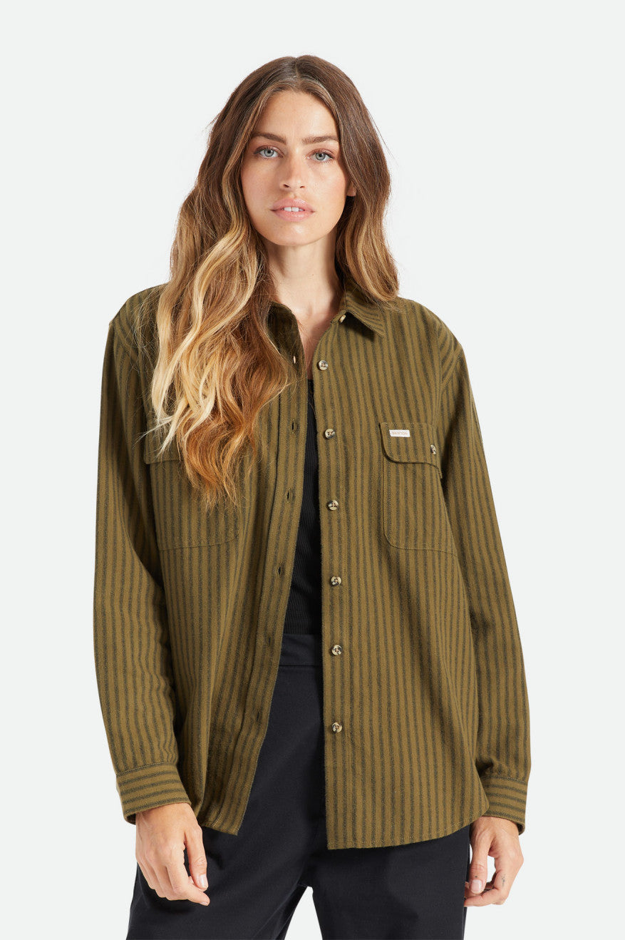 Tops Brixton Bowery Boyfriend L/S Mujer Verde Oliva | KRLIES463