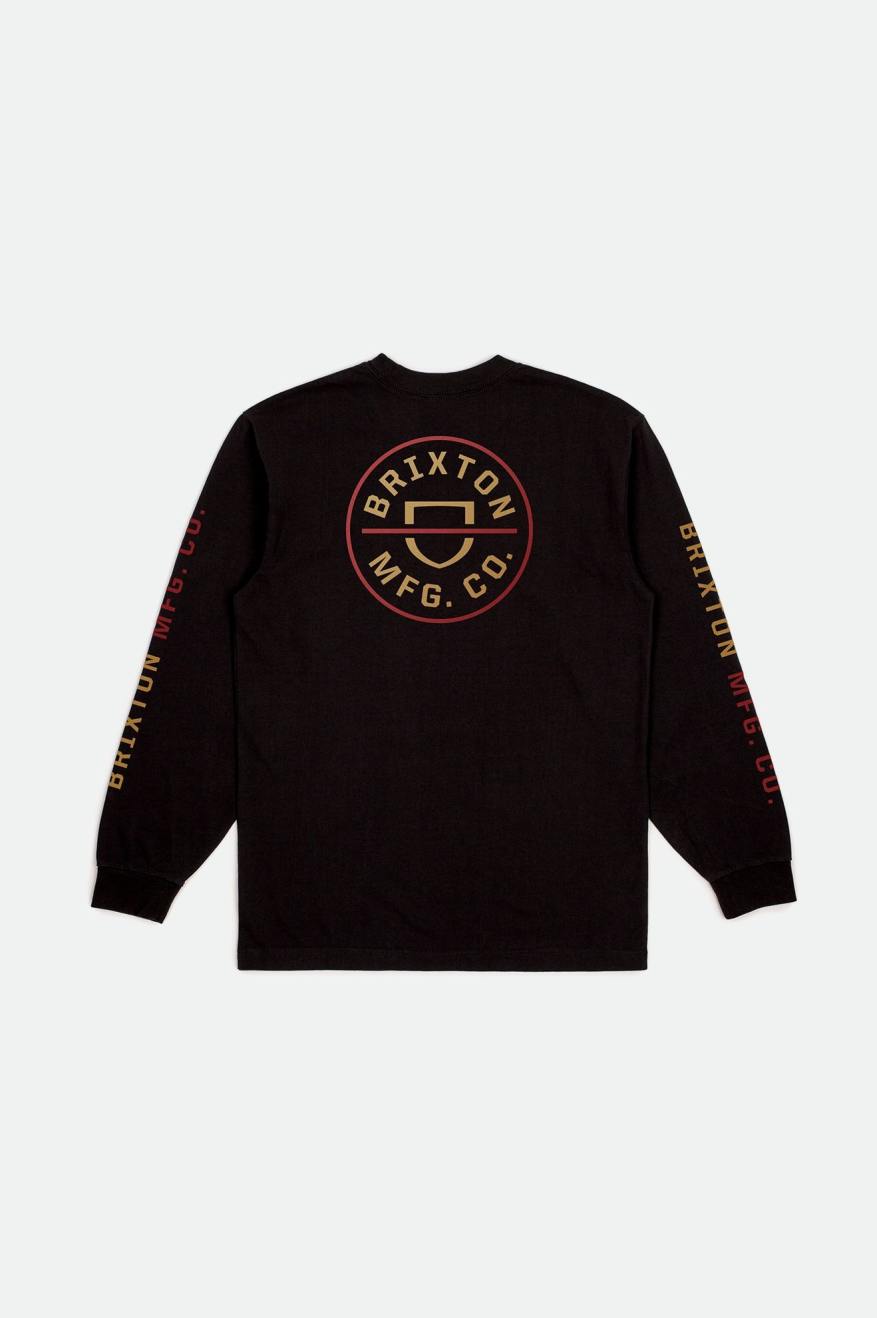 Tops Brixton Crest L/S Standard Hombre Negras Rojas Doradas Claro | CUHOSW431