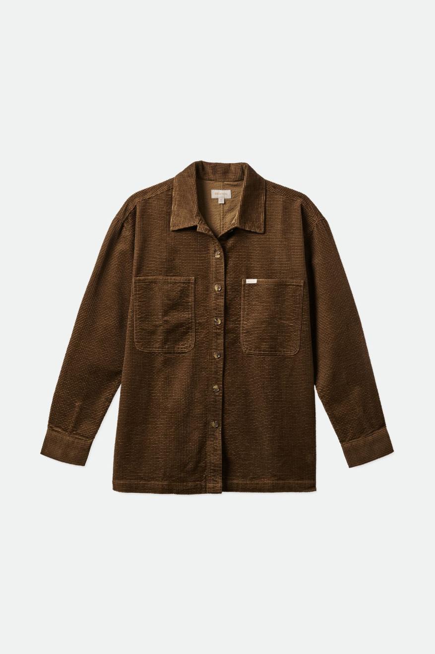 Tops Brixton Dundee Corduroy Overshirt Mujer Marrones | PSBGCE219