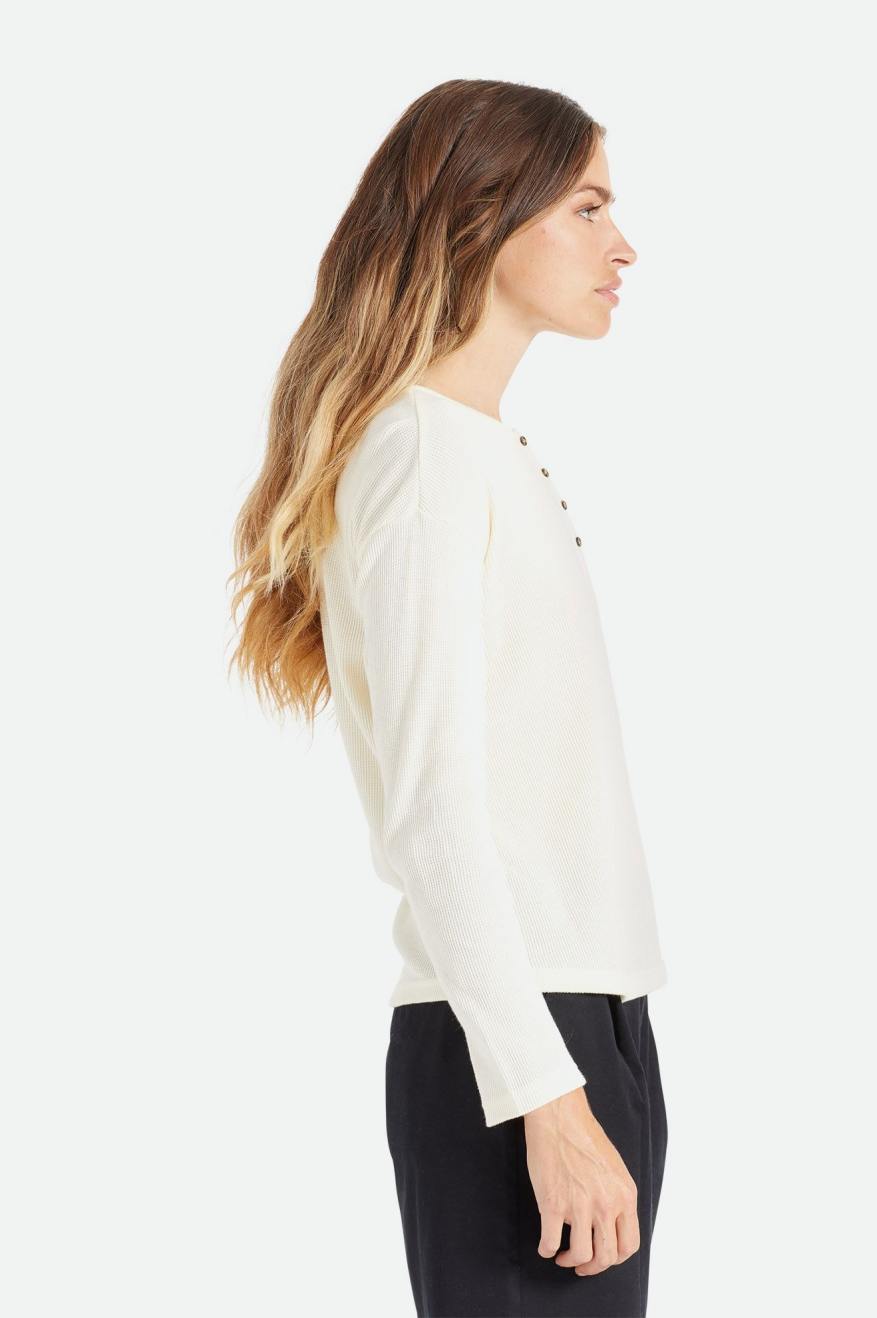 Tops Brixton Monty L/S Henley Mujer Blancas | MAPXVY850