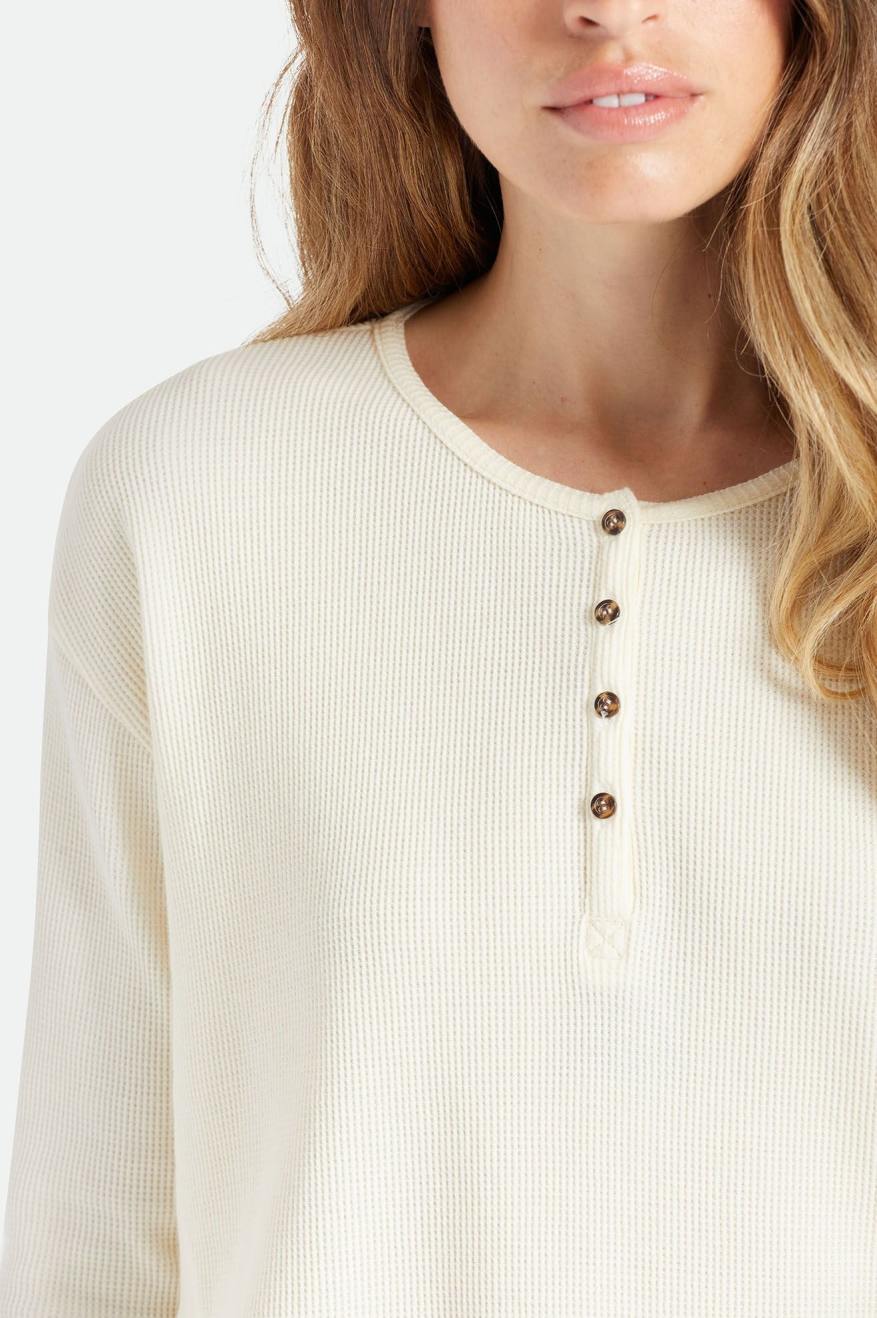 Tops Brixton Monty L/S Henley Mujer Blancas | MAPXVY850