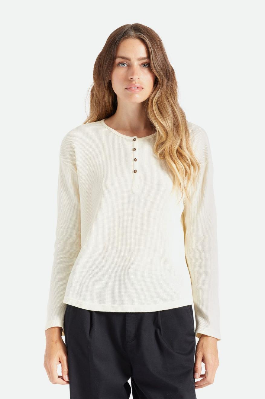 Tops Brixton Monty L/S Henley Mujer Blancas | MAPXVY850