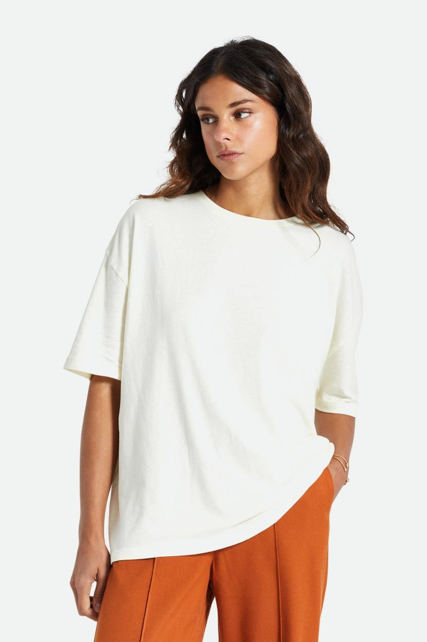 Tops Brixton Oversized Boyfriend Mujer Blancas | PVJTLN172