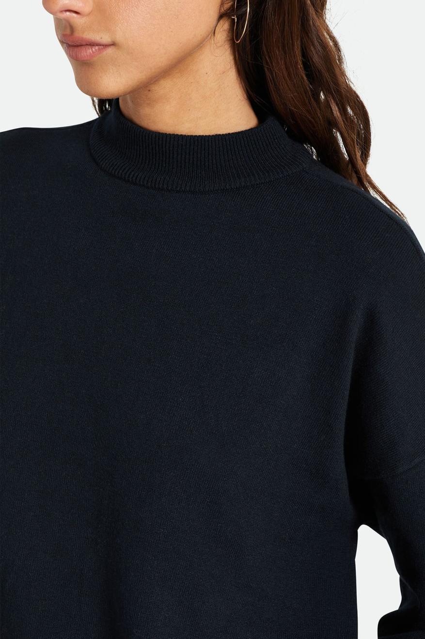 Tops Brixton Reserve Oversized Cashmere Sueter Mujer Negras | OUSEAI829