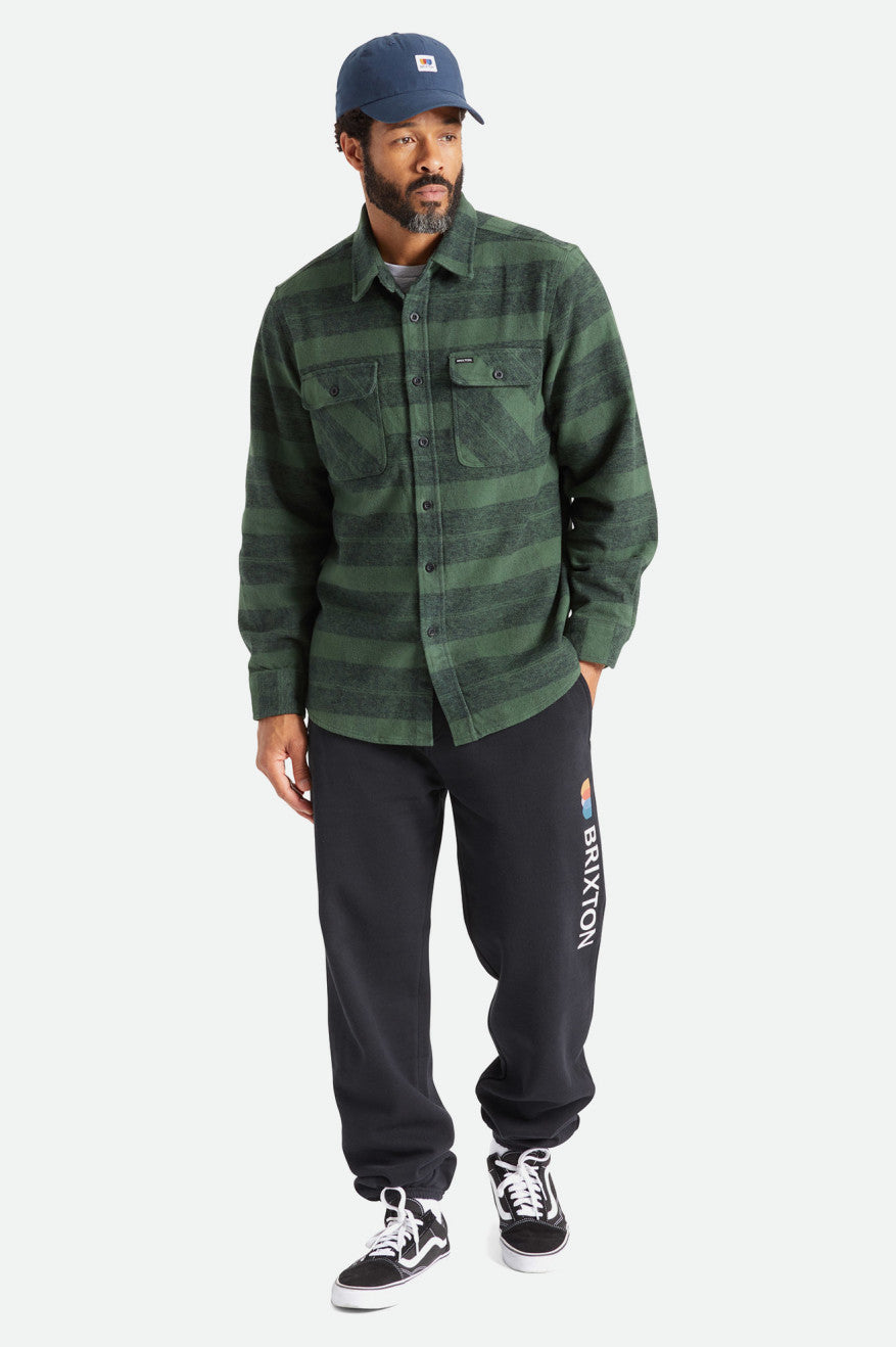 Tops De Franela Brixton Bowery Heavy Weight L/S Hombre Verde | GKWETI764