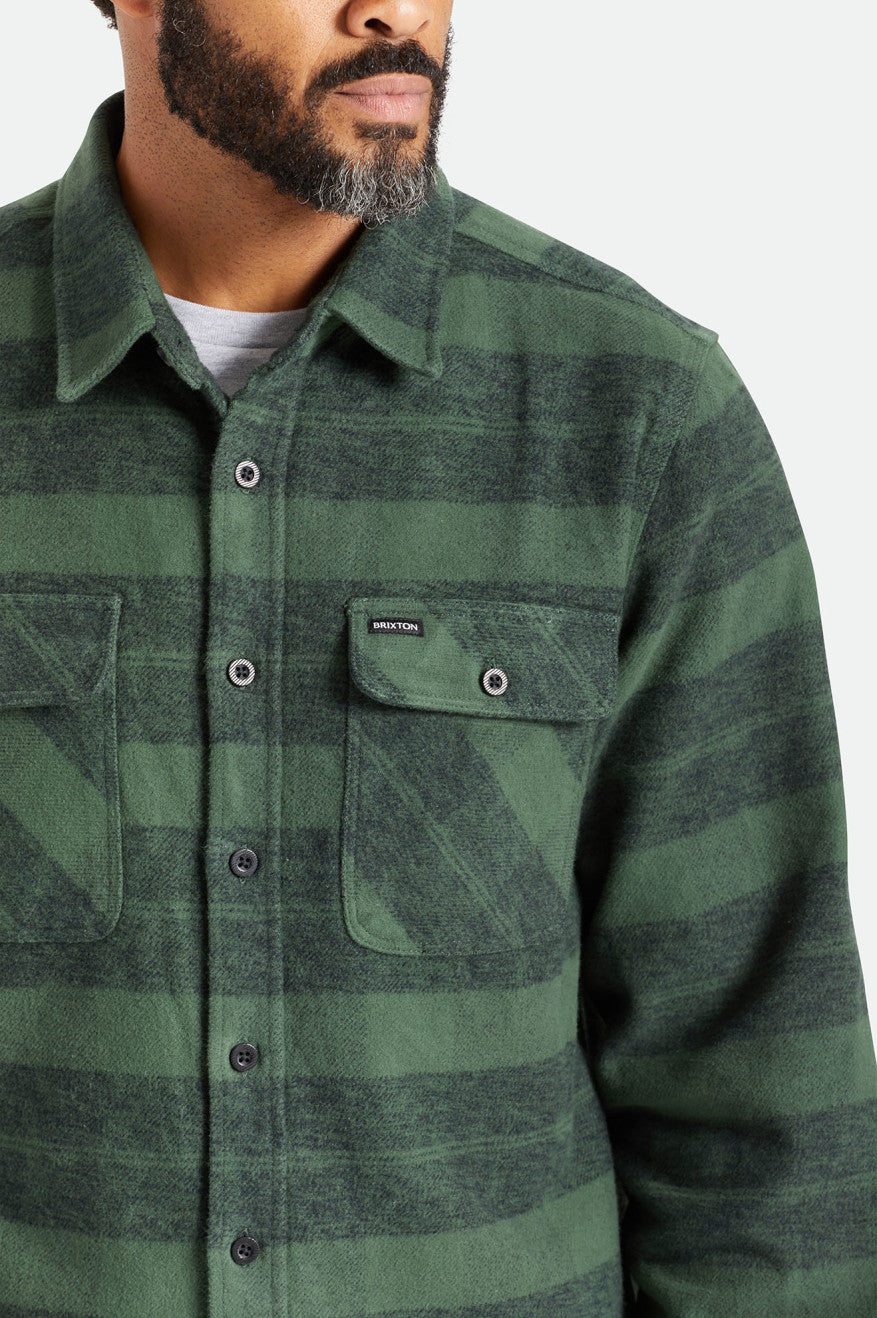 Tops De Franela Brixton Bowery Heavy Weight L/S Hombre Verde | GKWETI764