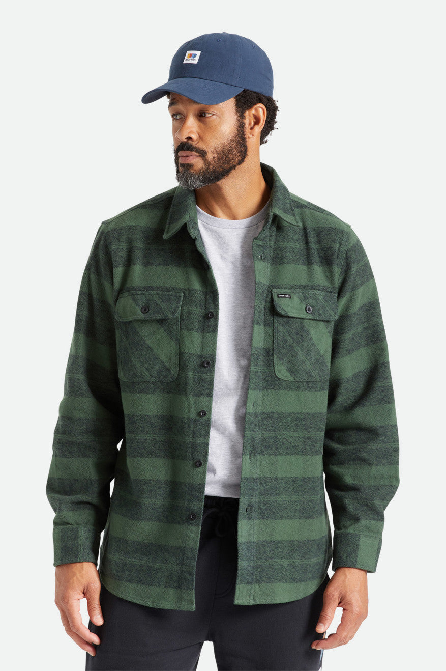 Tops De Franela Brixton Bowery Heavy Weight L/S Hombre Verde | GKWETI764