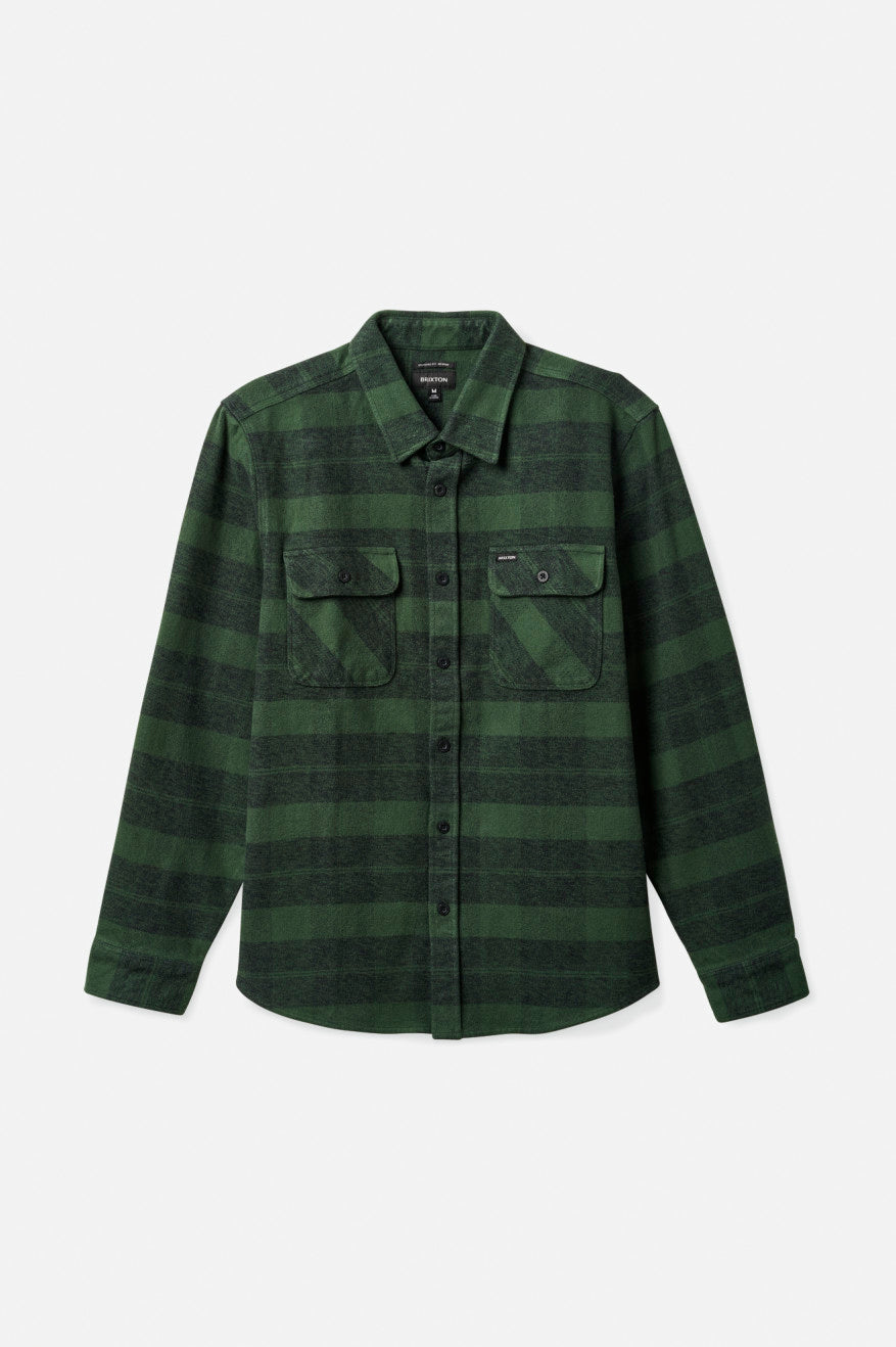 Tops De Franela Brixton Bowery Heavy Weight L/S Hombre Verde | GKWETI764