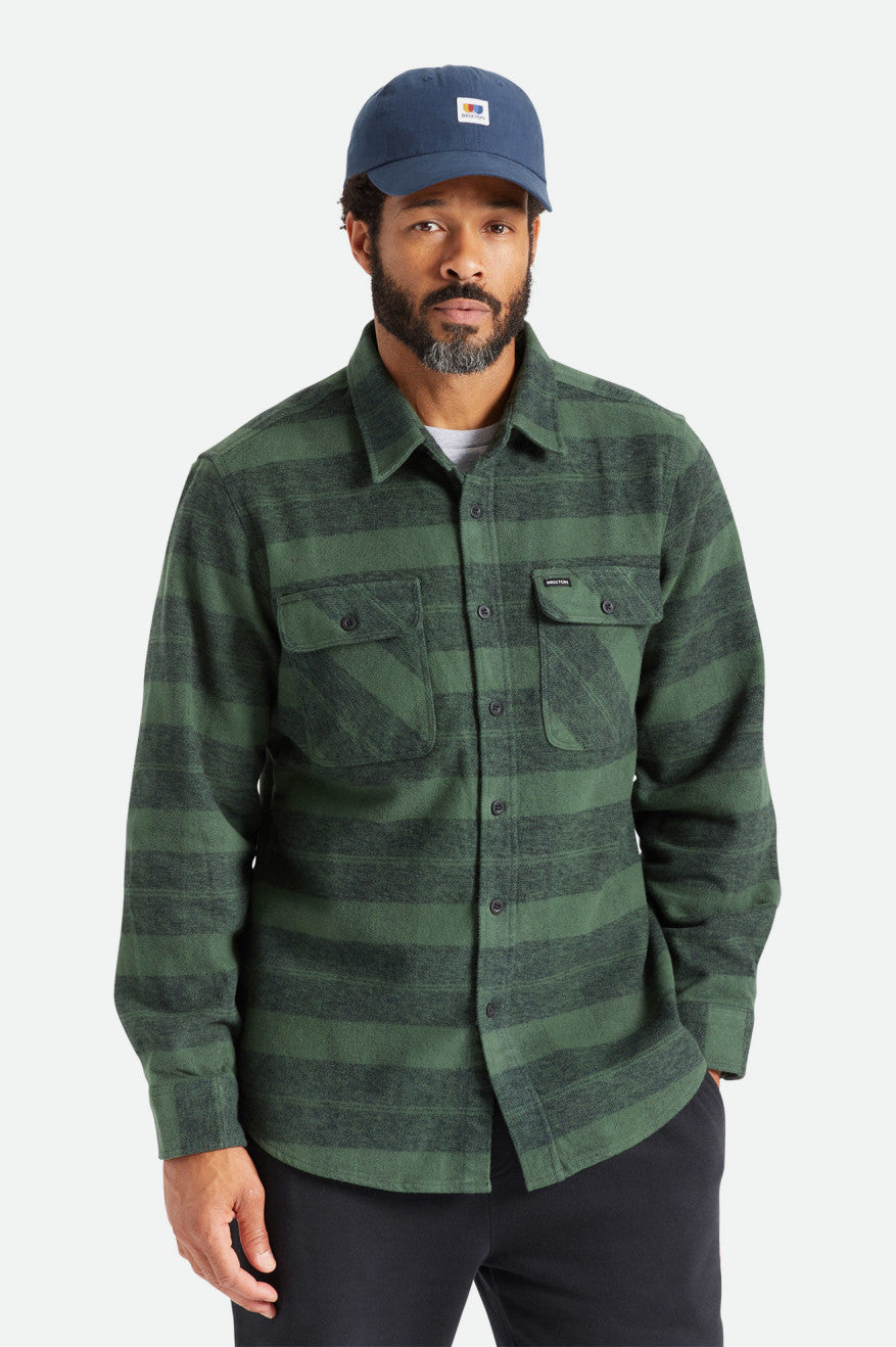 Tops De Franela Brixton Bowery Heavy Weight L/S Hombre Verde | GKWETI764