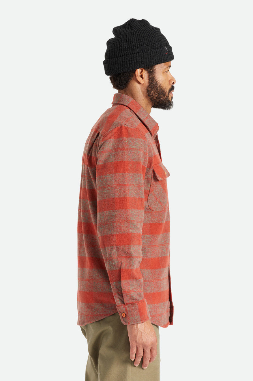 Tops De Franela Brixton Bowery Heavy Weight L/S Hombre Rojas | LKBRMI428