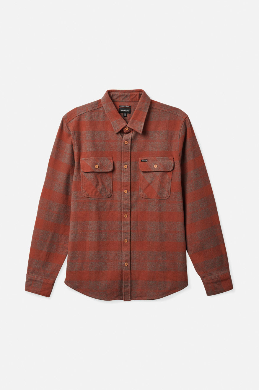 Tops De Franela Brixton Bowery Heavy Weight L/S Hombre Rojas | LKBRMI428