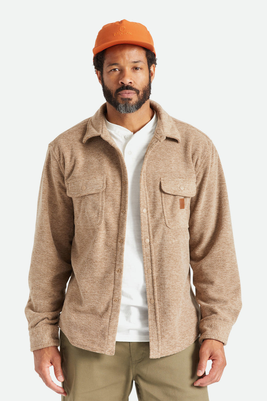 Tops De Franela Brixton Bowery L/S Arctic Stretch Fleece Hombre Beige | ICTFSG305