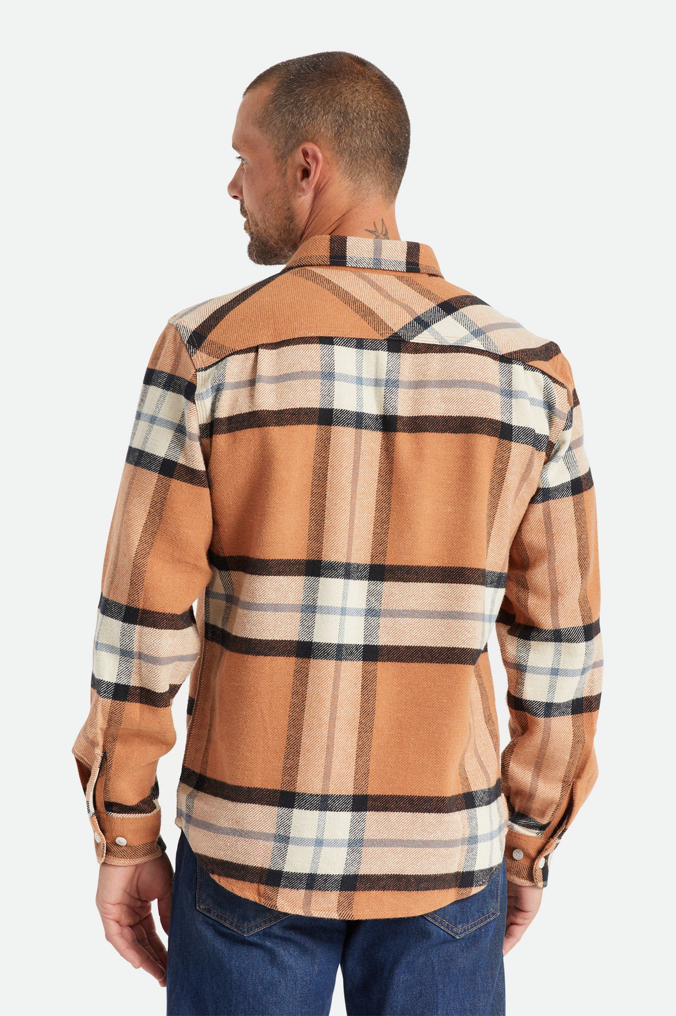 Tops De Franela Brixton Bowery L/S Hombre Beige | IOKNWC049