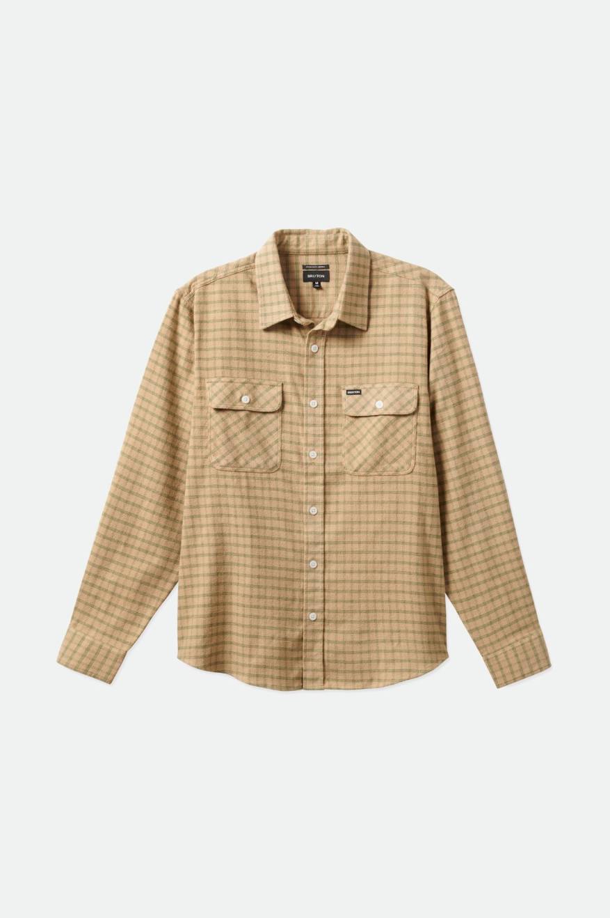 Tops De Franela Brixton Bowery Stretch L/S Utility Hombre Beige Verde Oliva | NXEOMB260