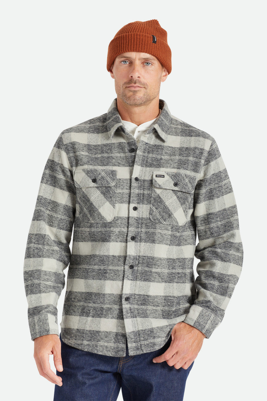 Tops Tejidos Brixton Bowery Heavy Weight L/S Hombre Negras Gris | BOHQWS586