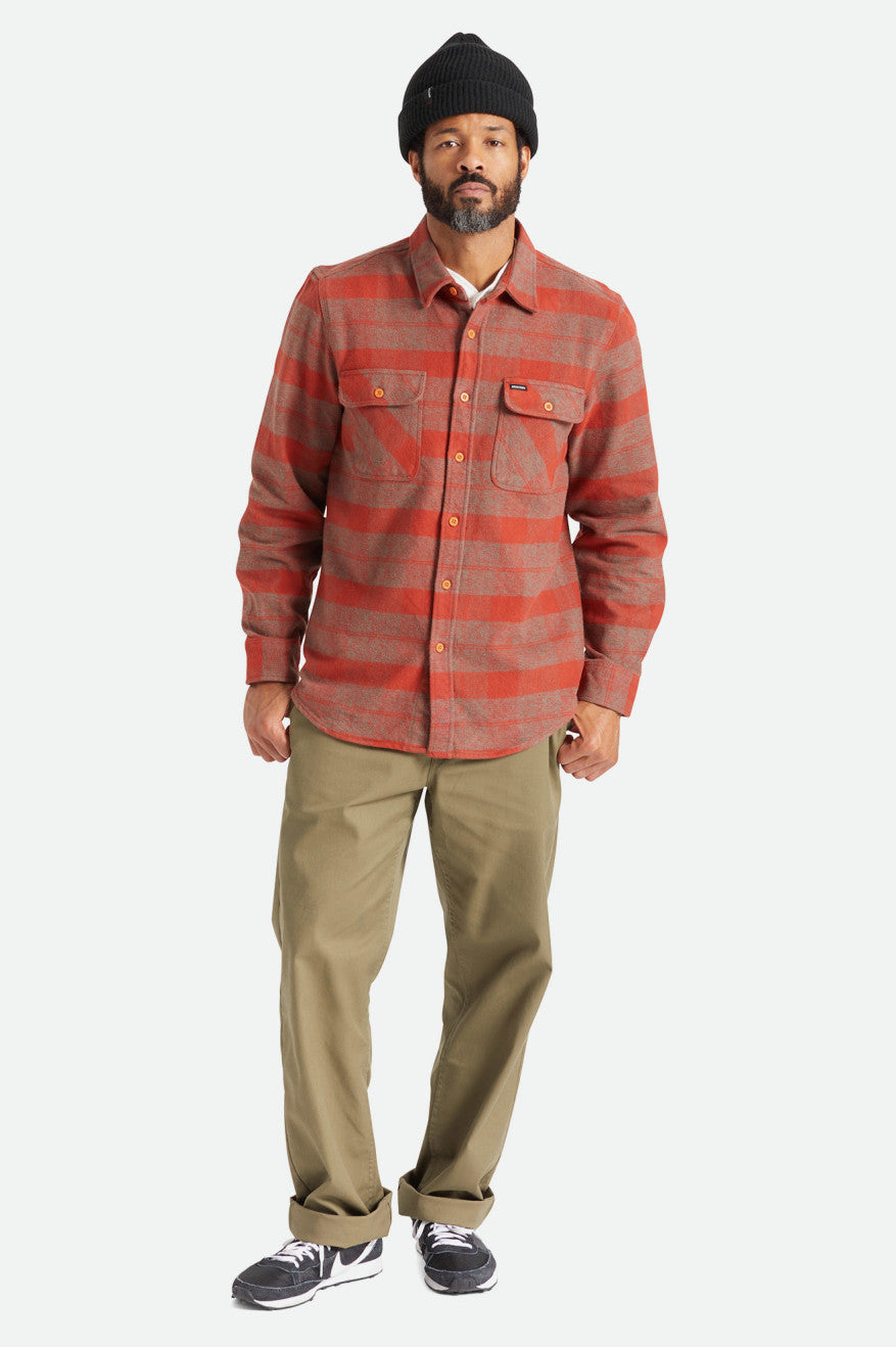 Tops Tejidos Brixton Bowery Heavy Weight L/S Hombre Rojas | VTQNDH924