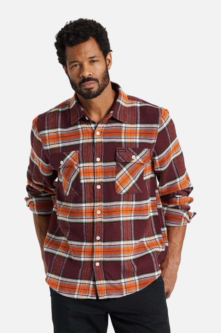 Tops Tejidos Brixton Bowery L/S Hombre Naranjas | PKMNTD081