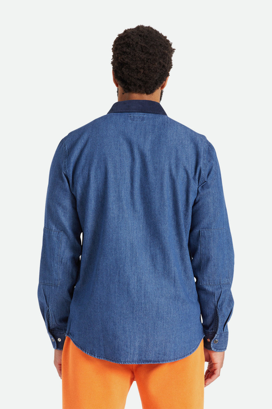 Tops Tejidos Brixton Bowery Reserve L/S Woven Hombre Azules | CANUWQ052