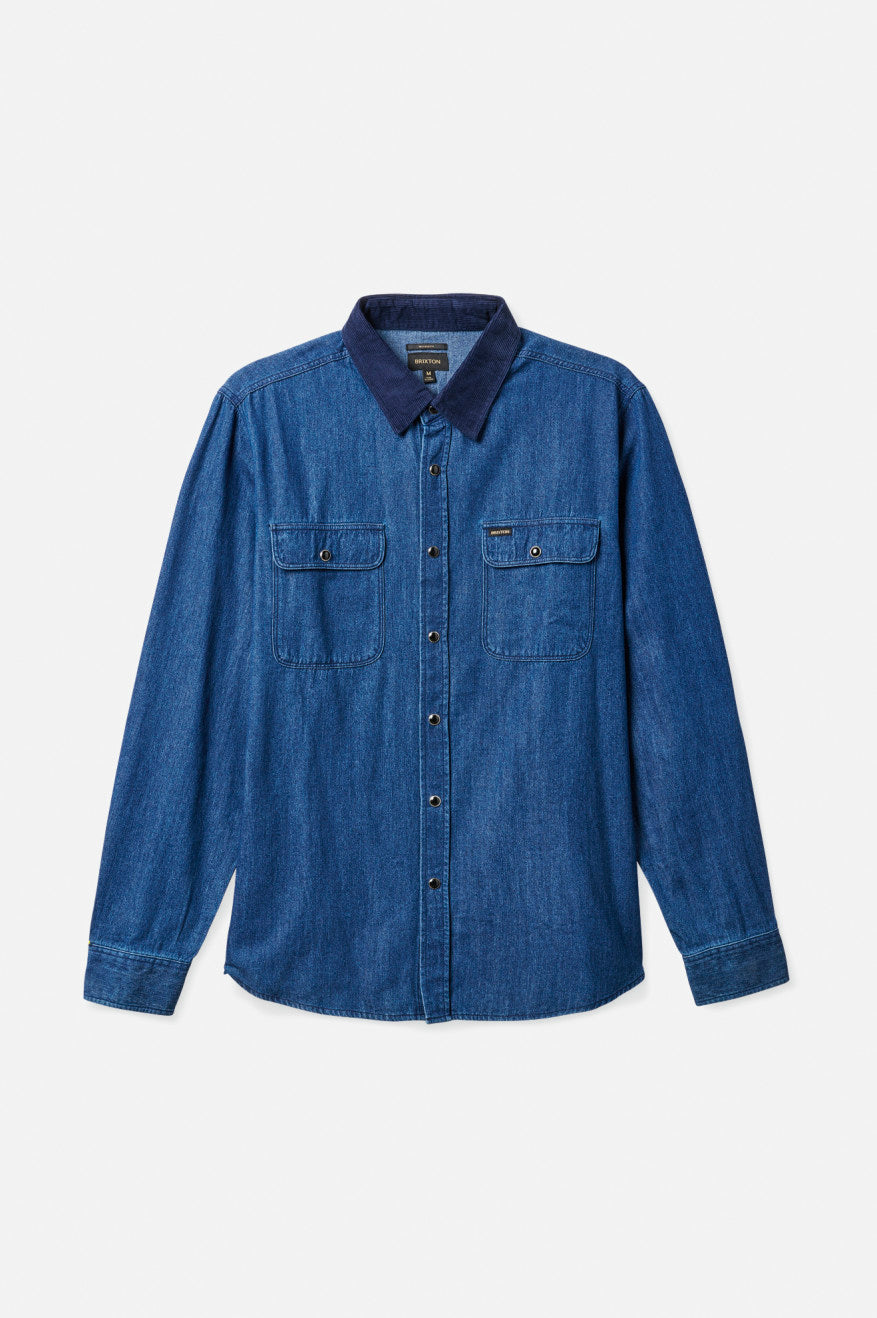 Tops Tejidos Brixton Bowery Reserve L/S Woven Hombre Azules | CANUWQ052