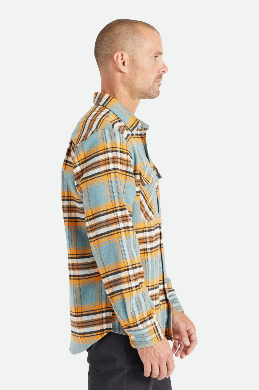 Tops Tejidos Brixton Bowery Stretch L/S Utility Hombre Naranjas Blancas | OULIAB910