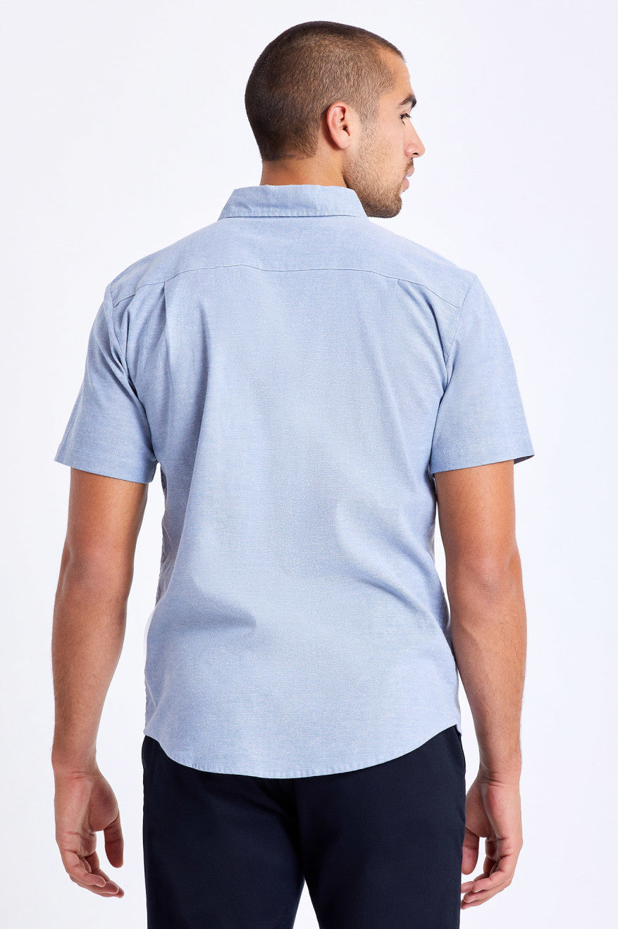 Tops Tejidos Brixton Charter Oxford S/S Hombre Azules Claro | MHVSLE053