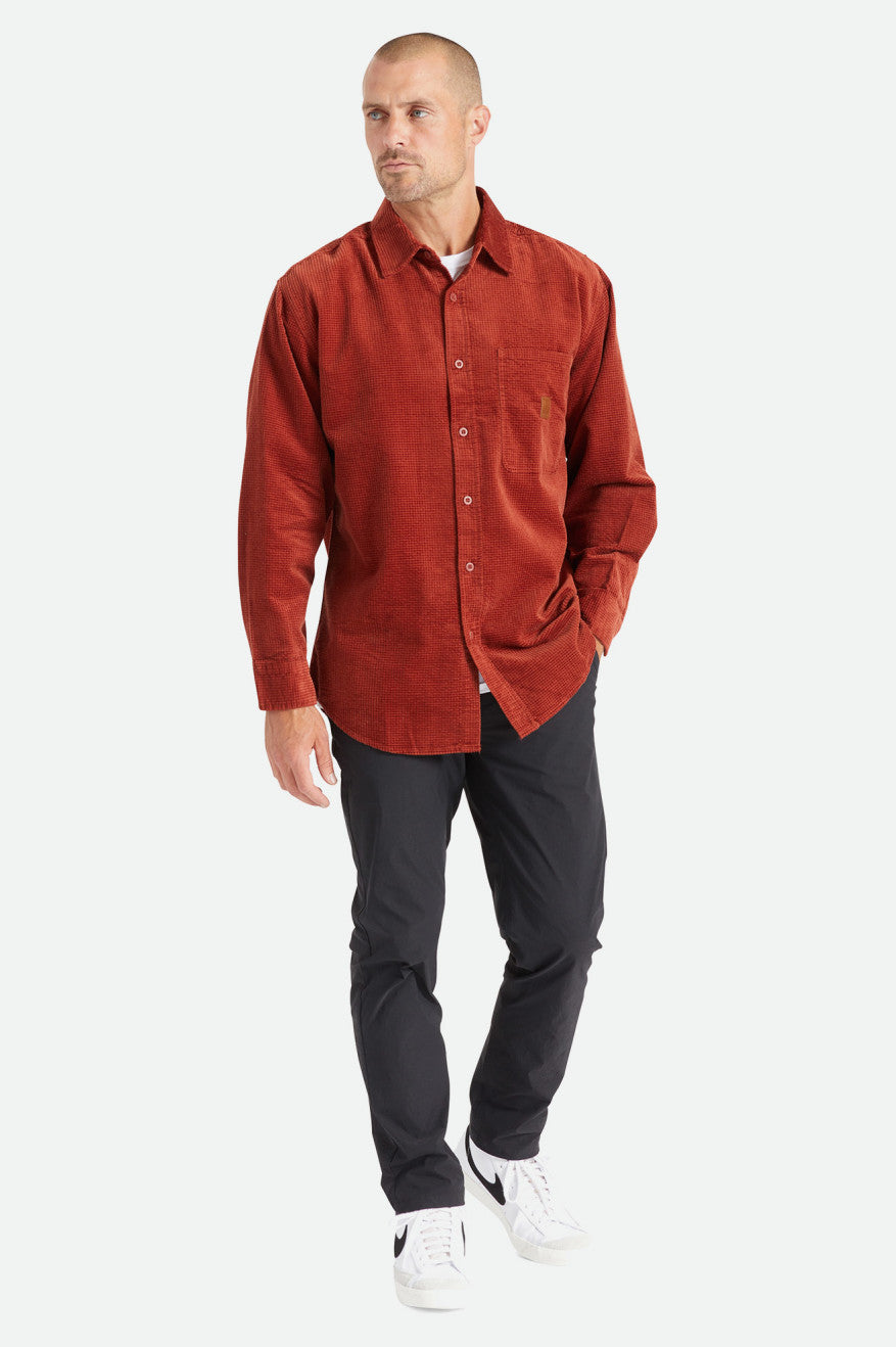 Tops Tejidos Brixton Porter L/S Waffle Corduroy Hombre Rojas | CBXUZR057