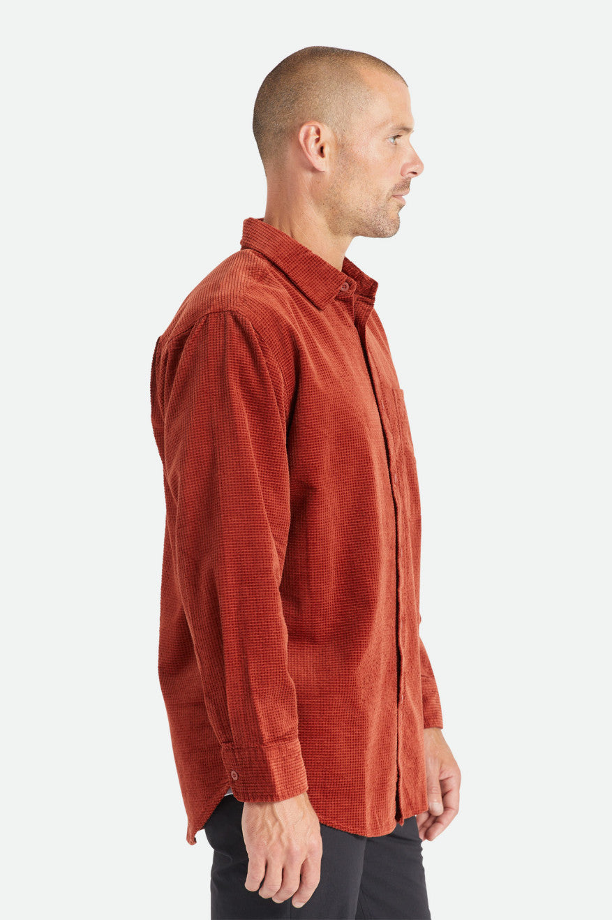 Tops Tejidos Brixton Porter L/S Waffle Corduroy Hombre Rojas | CBXUZR057