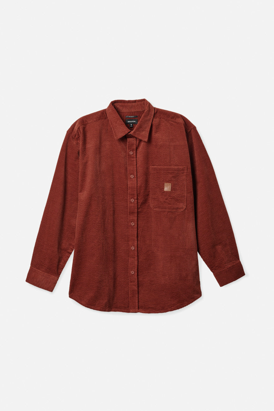 Tops Tejidos Brixton Porter L/S Waffle Corduroy Hombre Rojas | CBXUZR057