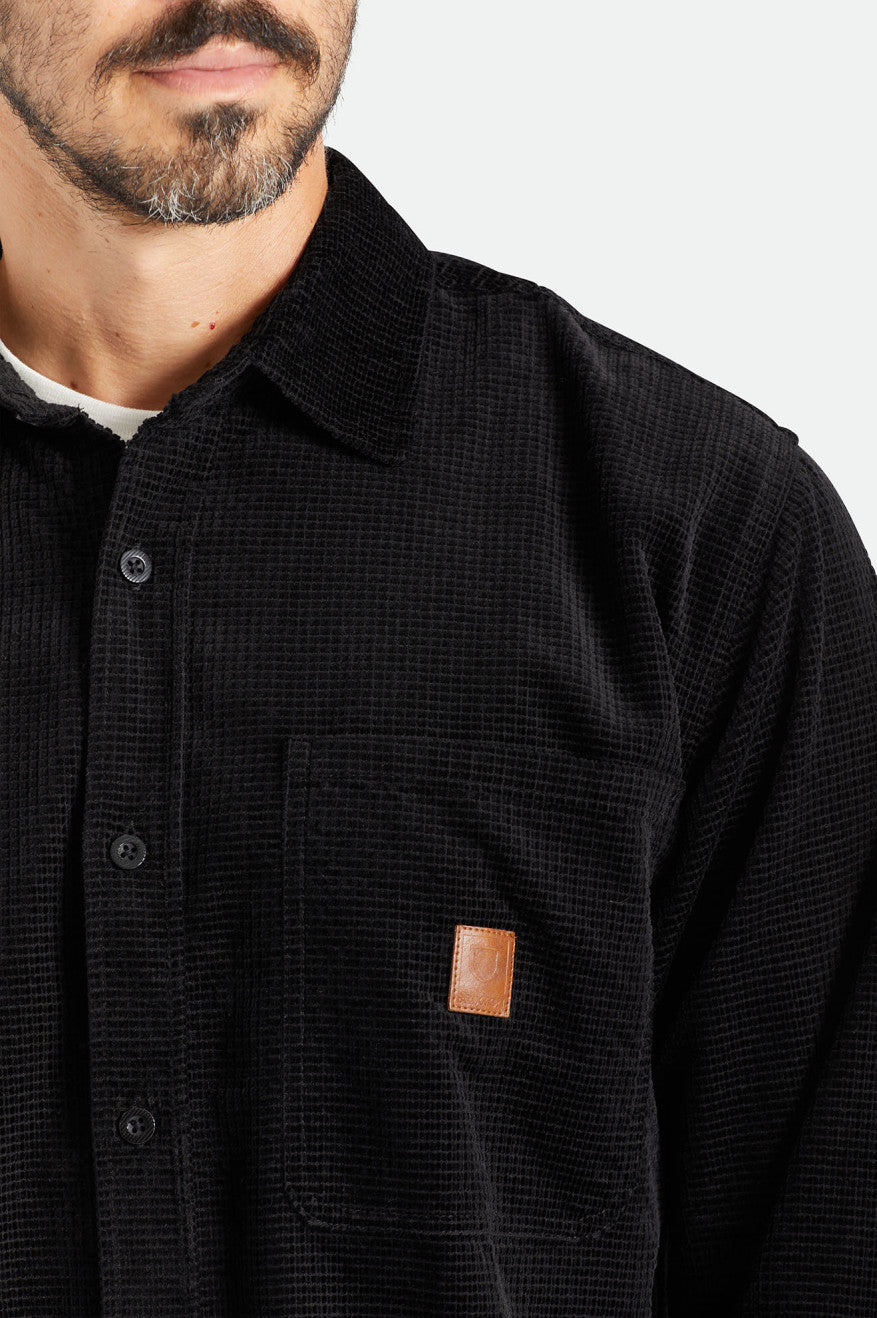 Tops Tejidos Brixton Porter L/S Waffle Corduroy Hombre Negras | HJENWX759