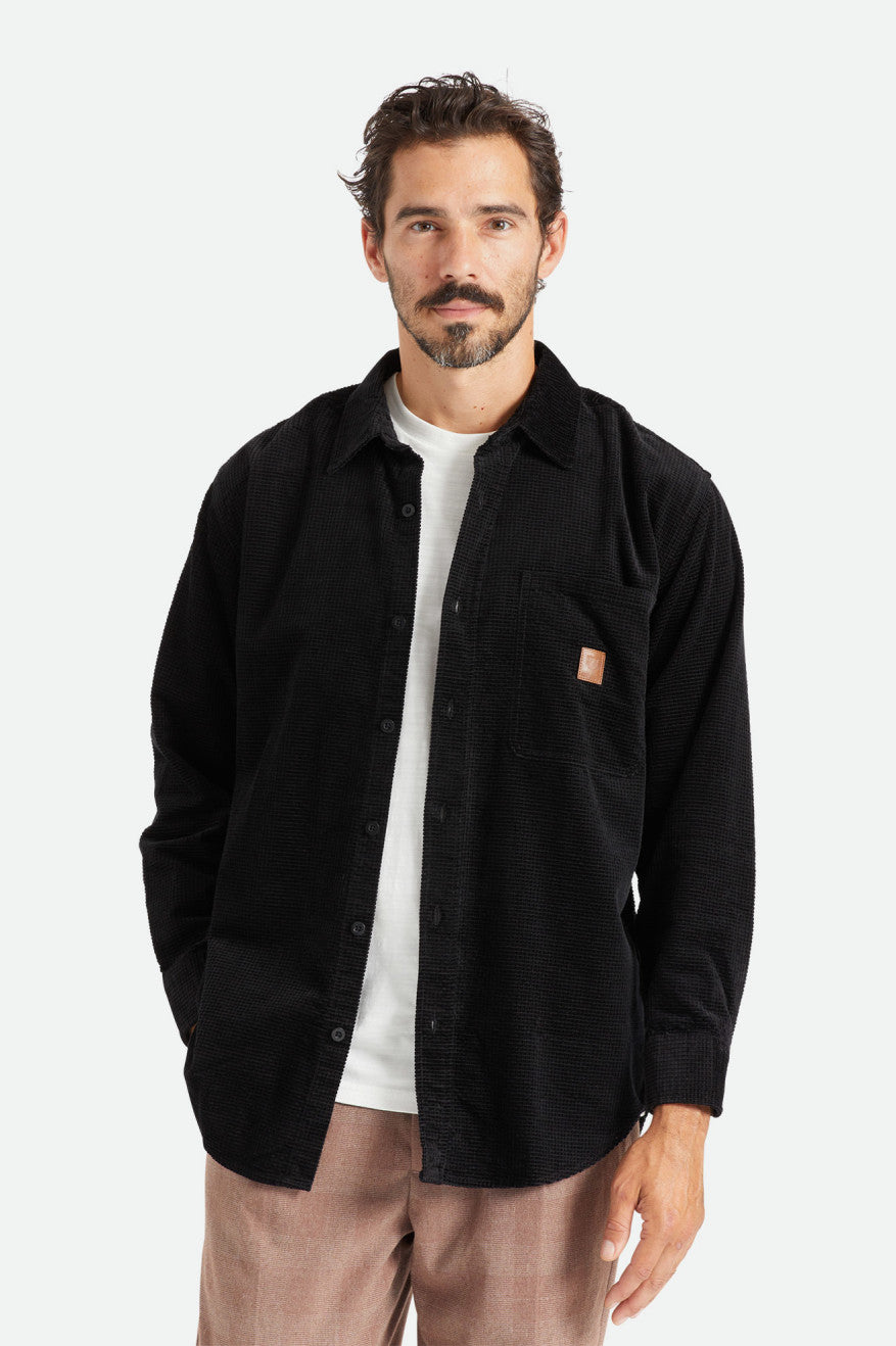 Tops Tejidos Brixton Porter L/S Waffle Corduroy Hombre Negras | HJENWX759