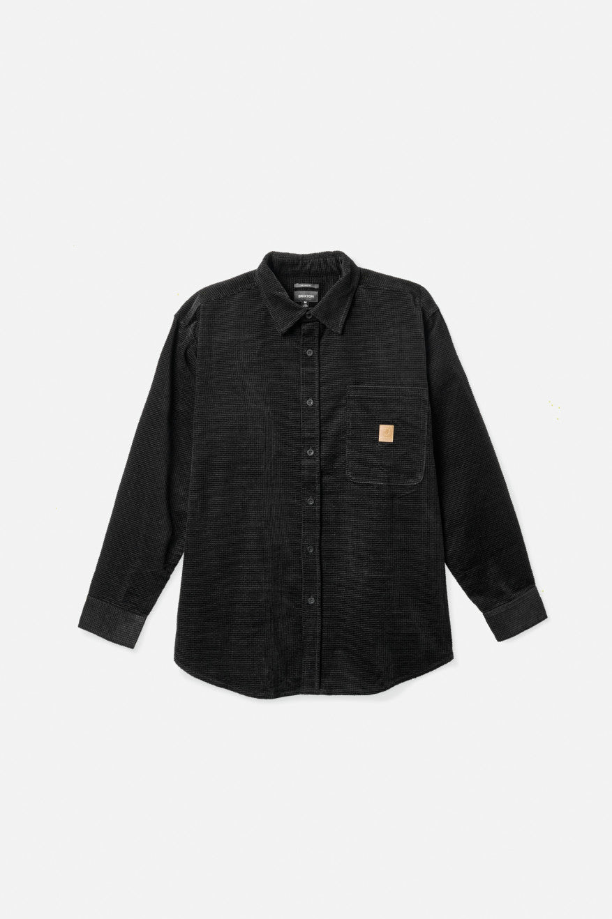 Tops Tejidos Brixton Porter L/S Waffle Corduroy Hombre Negras | HJENWX759