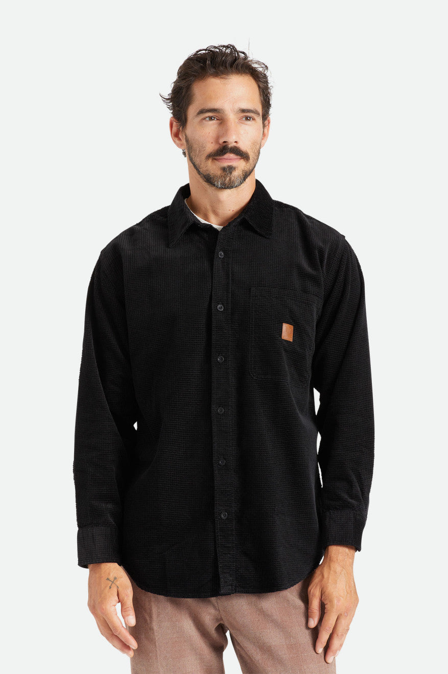 Tops Tejidos Brixton Porter L/S Waffle Corduroy Hombre Negras | HJENWX759