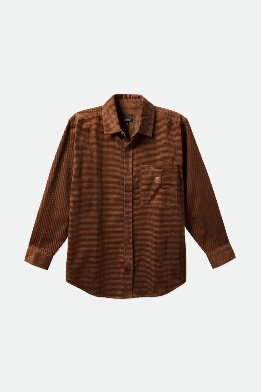 Tops Tejidos Brixton Porter L/S Waffle Corduroy Hombre Marrones | SMPOLH709