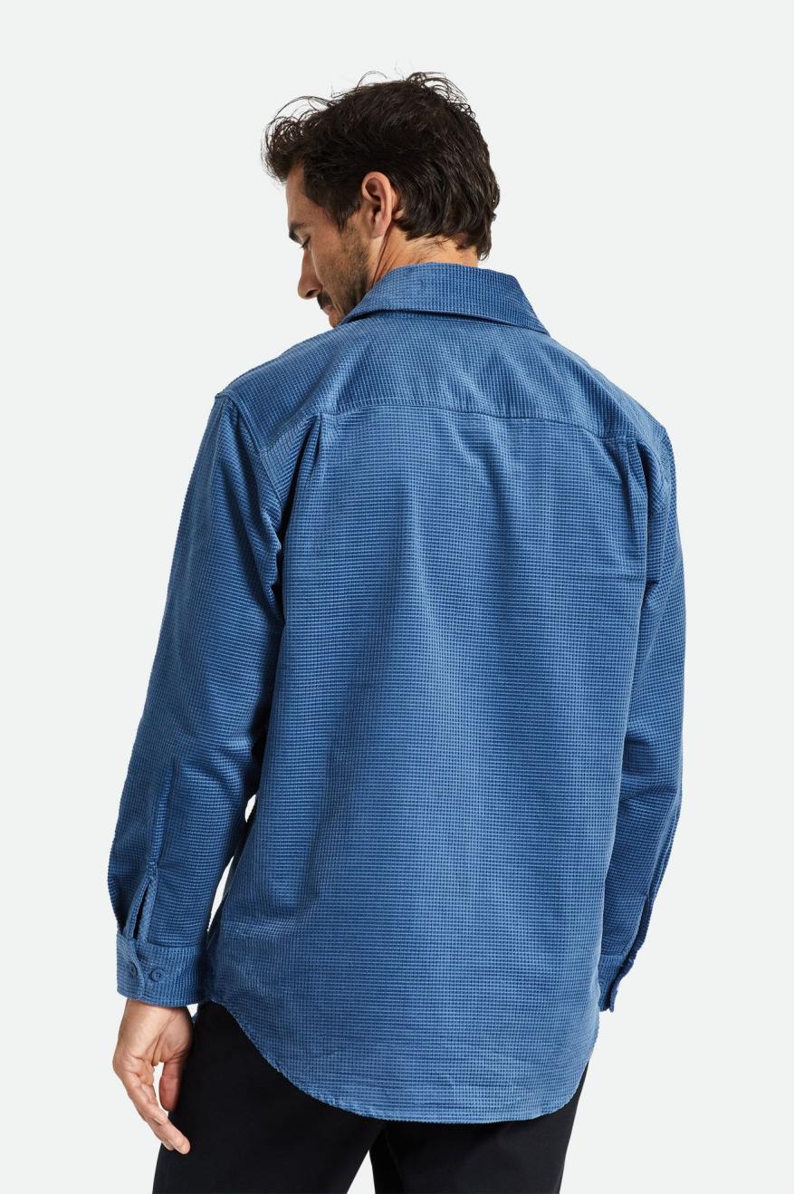 Tops Tejidos Brixton Porter L/S Waffle Corduroy Hombre Azules | UQSHJC018